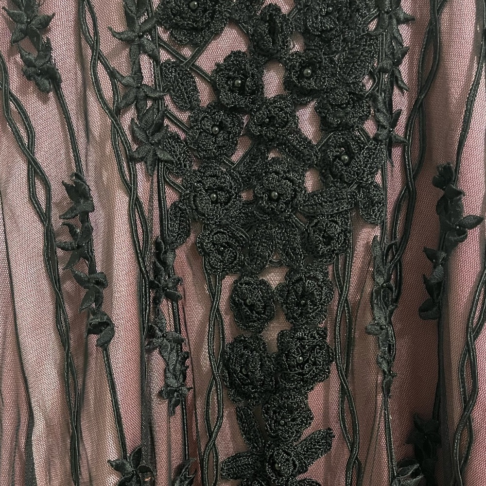 Sue Wong 1920s Mauve Pink & Black 100% Silk Gatsby Embellish Flapper Dress - XS - Picture 11 of 14